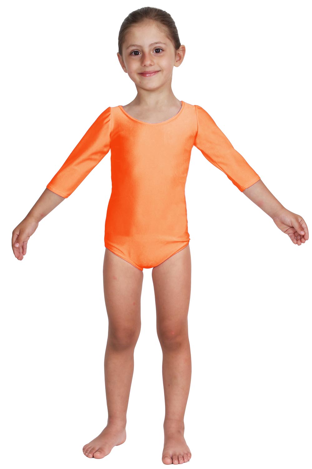 BODY DANZA LYCRA MANICA TRE QUARTI ARANCIONE BABY